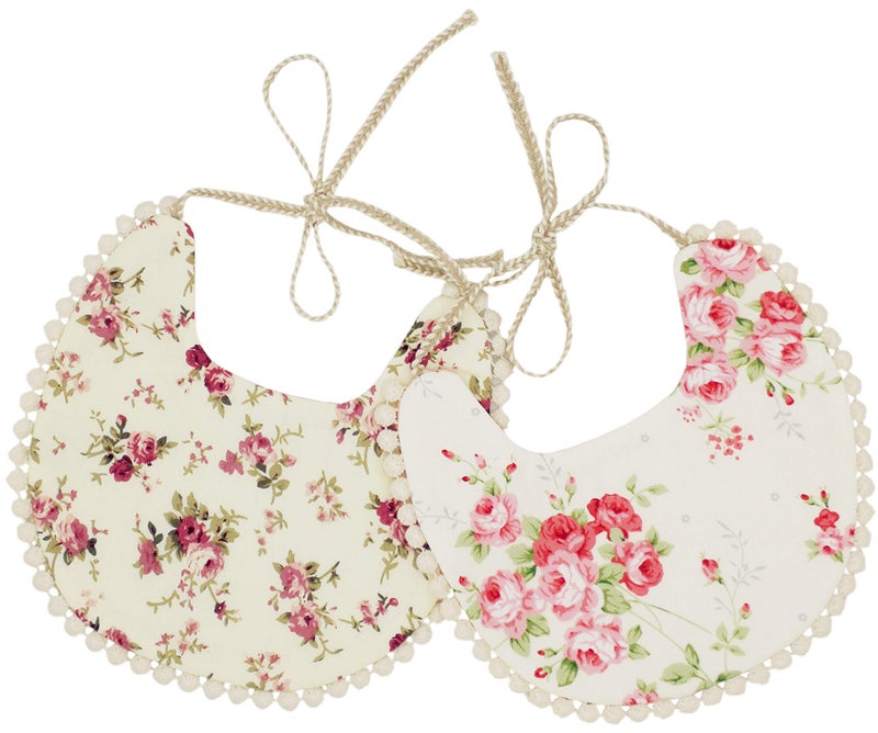 GZMM Baby Bib For Girls,Reversible Waterproof Handmade Natural Cotton Baby Drool Bib 0-12 months 2 Pack - Image 1